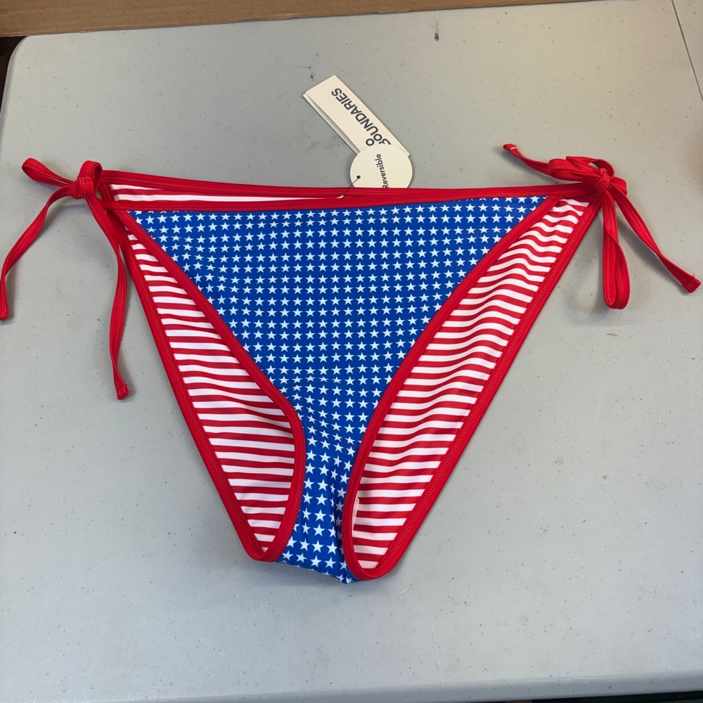 No Boundaries Reversible Bikini Bottom Stars Stripes Blue Blaze XXL 20 Cheeky